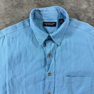 Roundtree & Yorke 100% Linen Button Down Basic Minimalist Casual Breathable